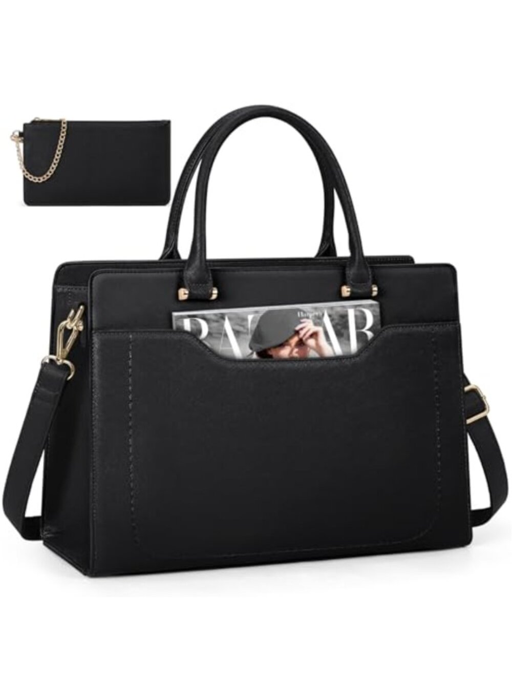Laptop Tote Bag for Women 15.6 Inch PU Leather Waterproof Briefcase